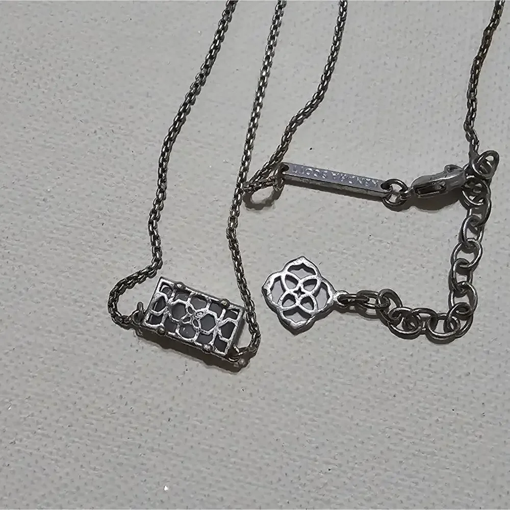 Kendra Scott Silver and Slate Grey Cats Eye Necklace - Picture 5 of 5